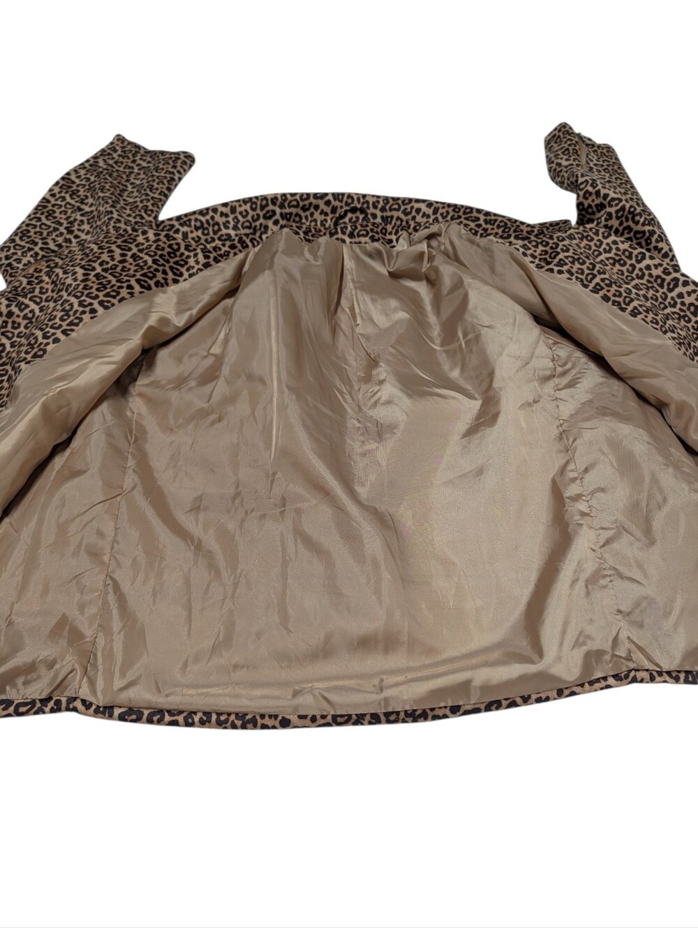 Women's Leopard Print Biker Jacket Brown/Black Size 2XL Full Zip Lined - Picture 5 of 8